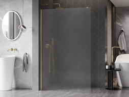 Стъклена преграда за душ Mexen Kioto-X Walk-in 110 x 200 см, матирано 10 мм, златно четкано - 800-110-101-55-30-X