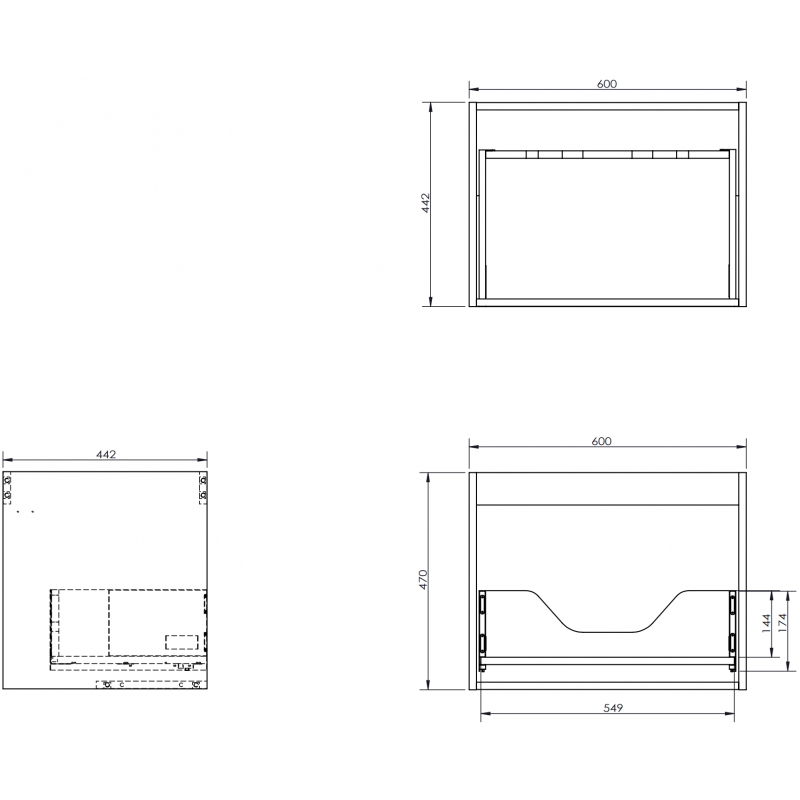 Mexen Box-A корпус за шкаф за мивка 60 см, 1 чекмедже, бял гланц - 91AX0-0600-470-1-00