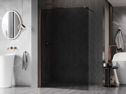 Mexen Kioto-X стъклена преграда Walk-in 60 x 200 см, графит 10 мм, розово злато - 800-060-101-60-40-X