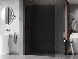 Mexen Kioto-X Стенна преграда за душ Walk-in 90 x 200 см, графит 10 мм, матирана мед - 800-090-101-65-40-X