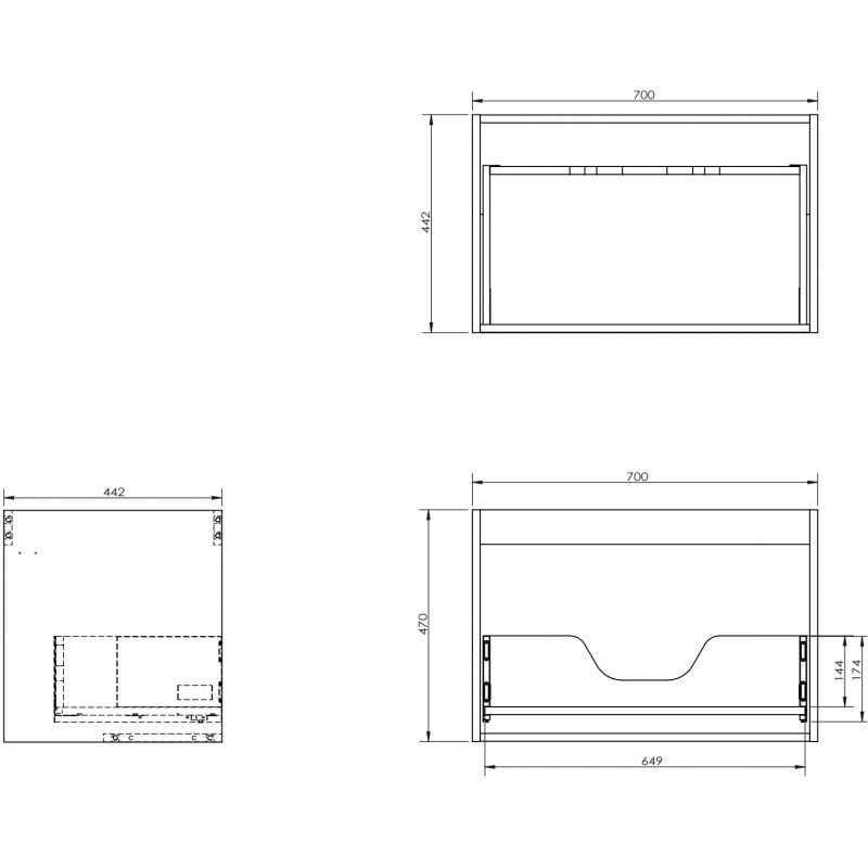 Mexen Box-A корпус за шкаф под мивка 70 cm, 1 чекмедже, черен гланц - 91AX0-0700-470-1-70
