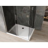 Mexen Omega раздвижна душ-кабина 100 x 70 см, графит, хром + корито Flat, бял