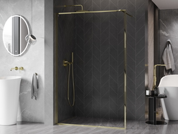 Mexen Kioto-XF стъклена преграда Walk-in с рамка 100 x 202 см, прозрачно 10 мм, златно - 800-100-104-50-00-X