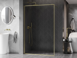 Mexen Kioto-XF стена за душ Walk-in с рамка 110 x 202 см, прозрачна 10 мм, златна четка - 800-110-104-55-00-X
