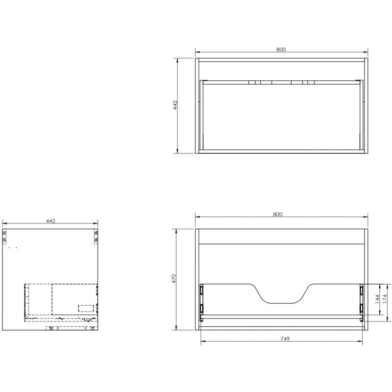 Mexen Box-A корпус шкаф под умивалник 80 см, 1 чекмедже, орех - 91AX0-0800-470-1-86