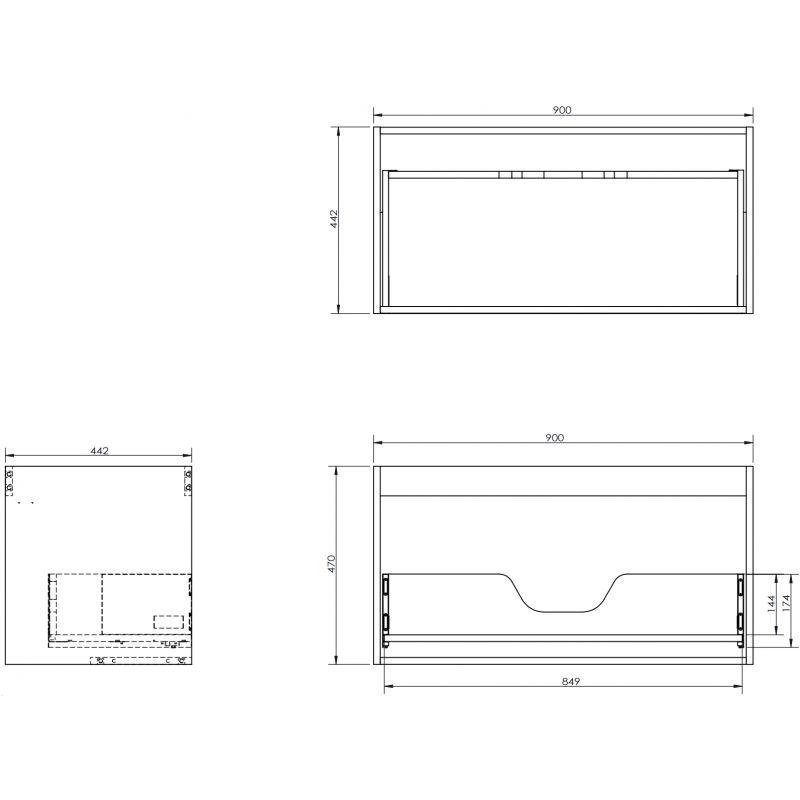 Mexen Box-A корпус за шкаф под умивалник 90 см, 1 чекмедже, орех - 91AX0-0900-470-1-86