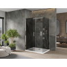 Mexen Omega разтегателна душ кабина 120 x 90 см, графит, хром + корито Flat, бял