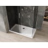 Mexen Omega плъзгаща се душ кабина 130 x 70 cm, графит, хром + бял поддушов плот Flat - 825-130-070-01-40-4010