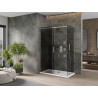 Mexen Omega плъзгаща се душ кабина 130 x 70 см, графит, хром + корито Flat, бяло