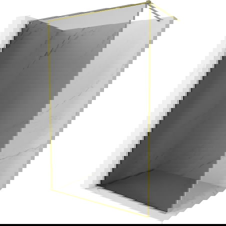 Mexen Kioto-XF фиксирана душ стена Walk-in с рамка 80 x 202 cm, графит 10 mm, златна - 800-080-104-50-40-X