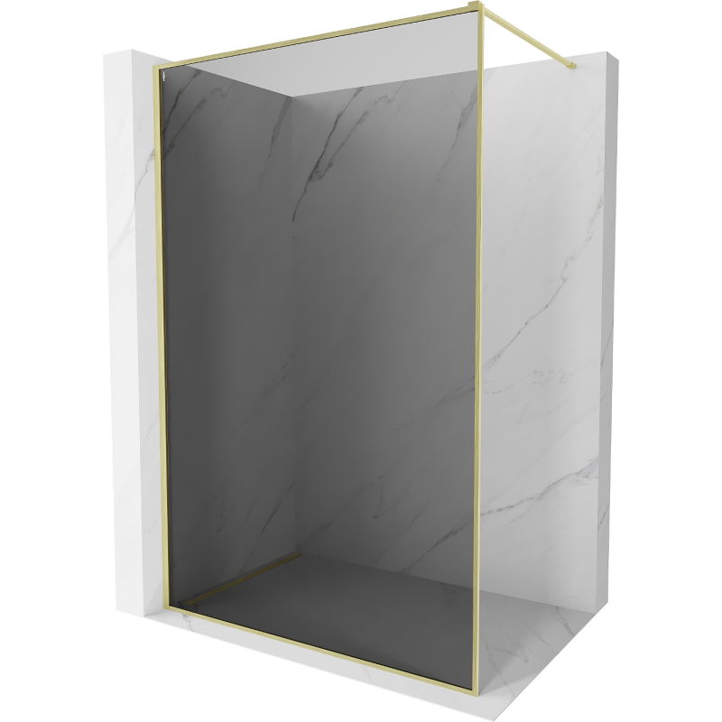 Mexen Kioto-XF стена за душ Walk-in с рамка 50 x 202 см, графит 10 мм, златни матирани - 800-050-104-55-40-X
