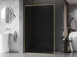 Mexen Kioto-XF стена за душ Walk-in с рамка 60 x 202 см, графит 10 mm, златна четкана - 800-060-104-55-40-X