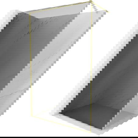 Mexen Kioto-XF душ преграда Walk-in с рамка 130 x 202 cm, графит 10 mm, злато четкано - 800-130-104-55-40-X