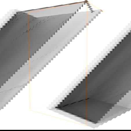 Mexen Kioto-XF душ кабина Walk-in с рамка 50 x 202 cm, графит 10 mm, розово злато - 800-050-104-60-40-X