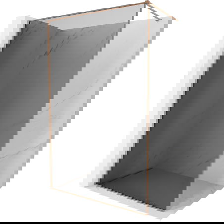 Mexen Kioto-XF преграда за душ Walk-in с рамка 90 x 202 cm, графит 10 mm, четкана мед - 800-090-104-65-40-X