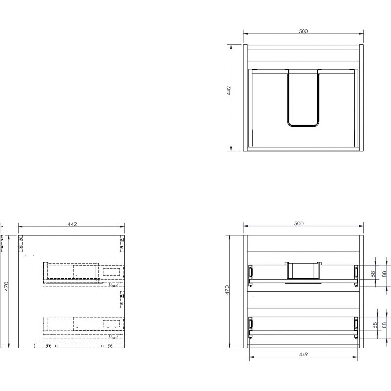 Mexen Box-A шкаф корпус 50 см, 2 чекмеджета, сив мат - 91AX0-0500-470-2-62