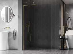 Mexen Kioto-X L душ преграда Walk-in 80 x 200 см, прозрачен 10 мм, златен - 800-080-107-50-00-X