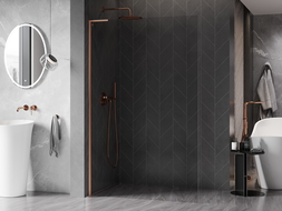 Mexen Kioto-X L душ параван Walk-in 100 x 200 см, прозрачен 10 мм, четкана мед - 800-100-107-65-00-X