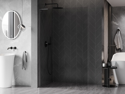 Mexen Kioto-X L душ панел Walk-in 120 x 200 cm, прозрачна 10 mm, пистолетно сиво четкано - 800-120-107-66-00-X