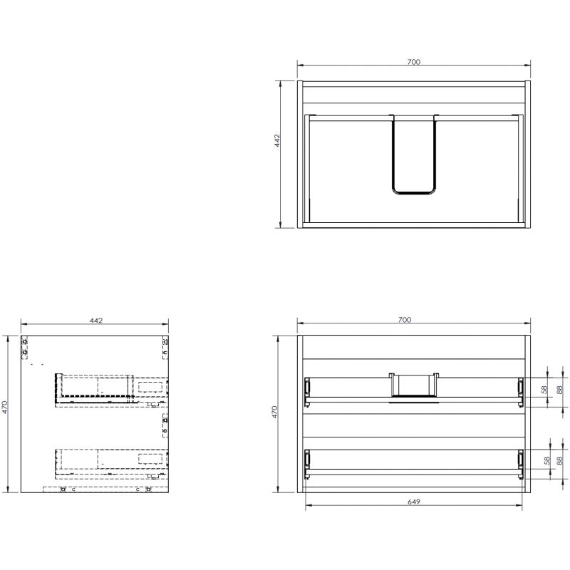 Mexen Box-A корпус за шкаф под мивка 70 см, 2 чекмеджета, орех - 91AX0-0700-470-2-86