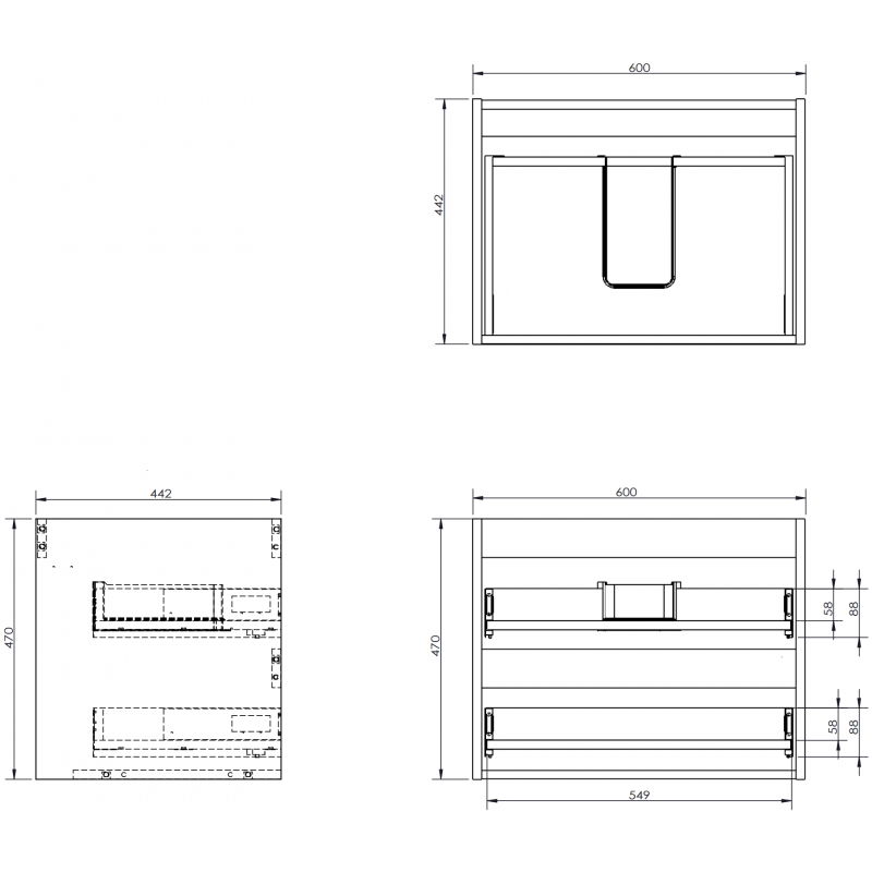 Mexen Box-A корпус на шкаф под мивка 60 см, 2 чекмеджета, дъб - 91AX0-0600-470-2-81