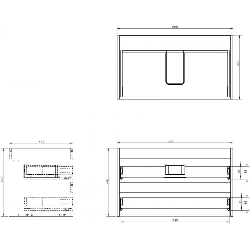 Mexen Box-A корпус шкаф под мивка 80 см, 2 чекмеджета, дъб - 91AX0-0800-470-2-81
