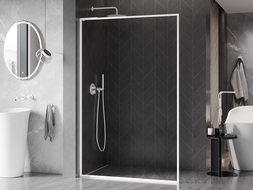 Mexen Kioto-F L Стенна преграда за душ Walk-in с рамка 75 x 202 см, прозрачно 8 мм, бяла - 800-075-174-20-00