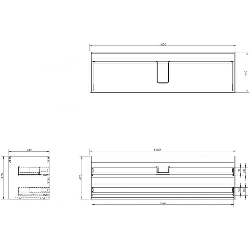 Mexen Box-A корпус шкаф под умивалник 160 см, 2 чекмеджета, дъб - 91AX0-1600-470-2-81
