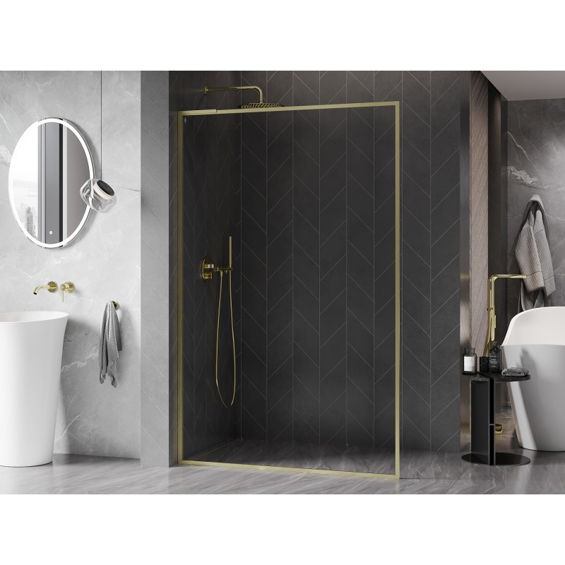 Mexen Kioto-F L Душ параван Walk-in с рамка 105 x 202 см, прозрачен 8 мм, златисто