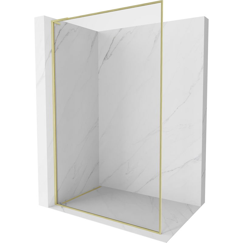 Mexen Kioto-F L стена за душ Walk-in с рамка 115 x 202 см, прозрачно стъкло 8 мм, златно матово - 800-115-174-55-00