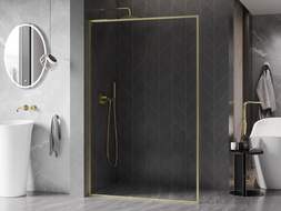 Mexen Kioto-F L душ-преграда Walk-in с рамка 120 x 202 см, прозрачно 8 мм, злато четкано - 800-120-174-55-00