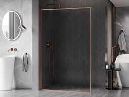 Mexen Kioto-F L Душ преграда Walk-in с рамка 65 x 202 см, прозрачна 8 мм, четкан мед - 800-065-174-65-00