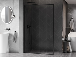 Mexen Kioto-F L Стенна преграда за душ Walk-in с рамка 100 x 202 см, прозрачна 8 мм, черна - 800-100-174-70-00