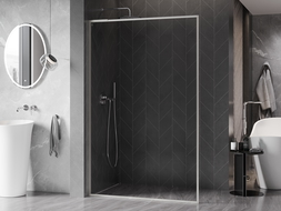 Mexen Kioto-F L Стенна преграда за душ Walk-in с рамка 115 x 202 см, прозрачно стъкло 8 мм, четкан никел - 800-115-174-97-00