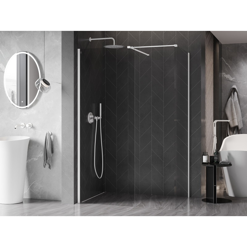 Mexen Kioto-X душ преграда Walk-in 130 x 110 см, прозрачен 10 мм, бял - 800-130-202-20-00-110-X