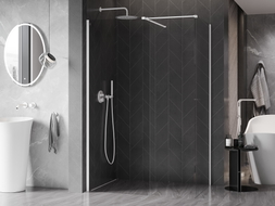 Mexen Kioto-X душ преграда Walk-in 130 x 110 см, прозрачен 10 мм, бял - 800-130-202-20-00-110-X