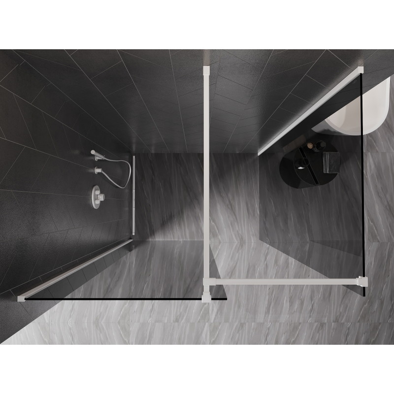 Mexen Kioto-X душ преграда Walk-in 130 x 110 см, прозрачен 10 мм, бял - 800-130-202-20-00-110-X