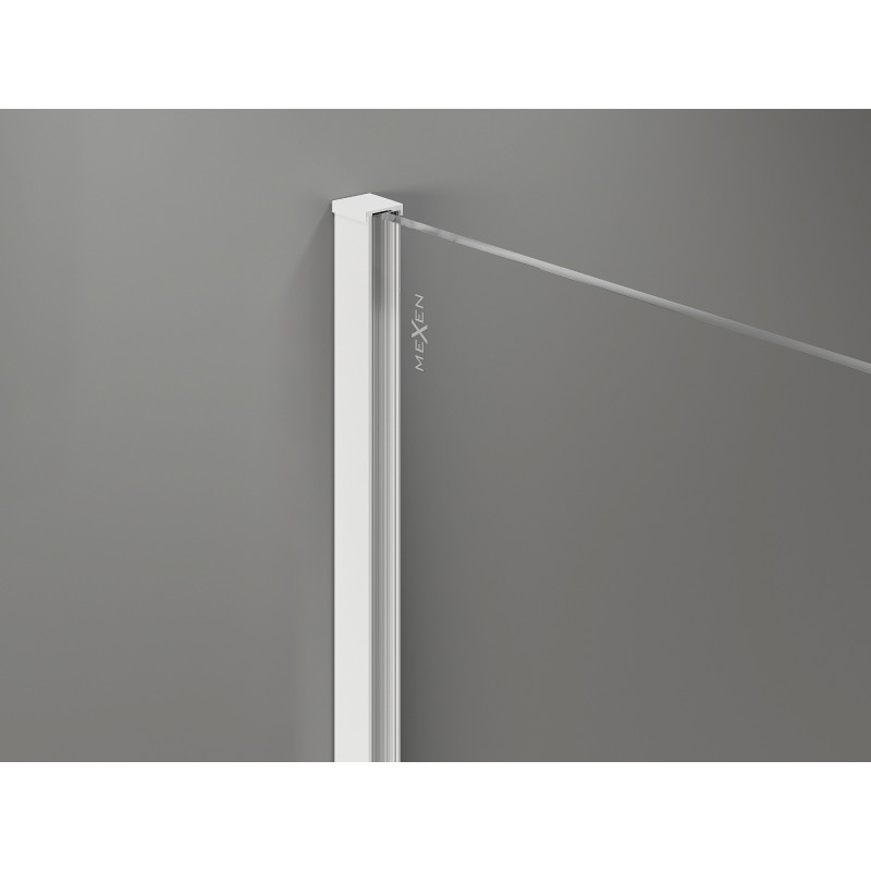 Mexen Kioto-X душ преграда Walk-in 130 x 110 см, прозрачен 10 мм, бял - 800-130-202-20-00-110-X