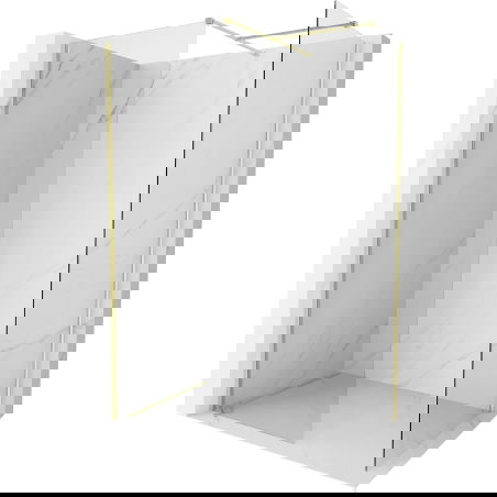 Mexen Kioto-X стена за душ Walk-in 130 x 70 cm, прозрачна 10 mm, златна четкана - 800-130-202-55-00-070-X