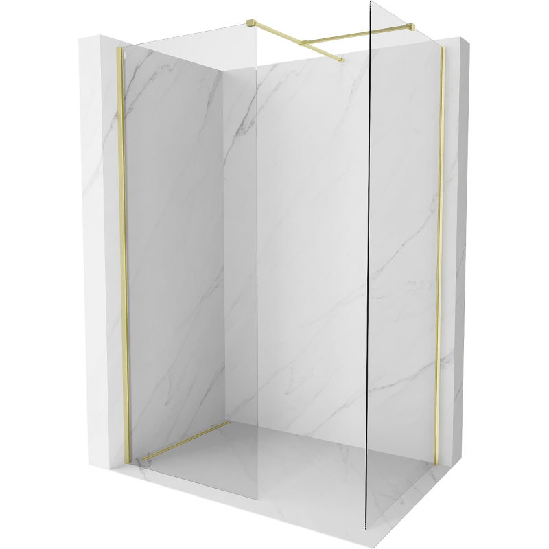 Mexen Kioto-X Стенна преграда за душ Walk-in 100 x 100 cm, прозрачно 10 mm, златно матирано - 800-100-202-55-00-100-X