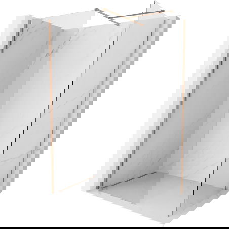 Mexen Kioto-X душ кабина Walk-in 130 x 70 см, прозрачен 10 мм, четкана мед - 800-130-202-65-00-070-X