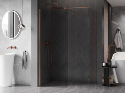 Mexen Kioto-X душ кабина Walk-in 140 x 120 см, прозрачно 10 мм, четкана мед - 800-140-202-65-00-120-X