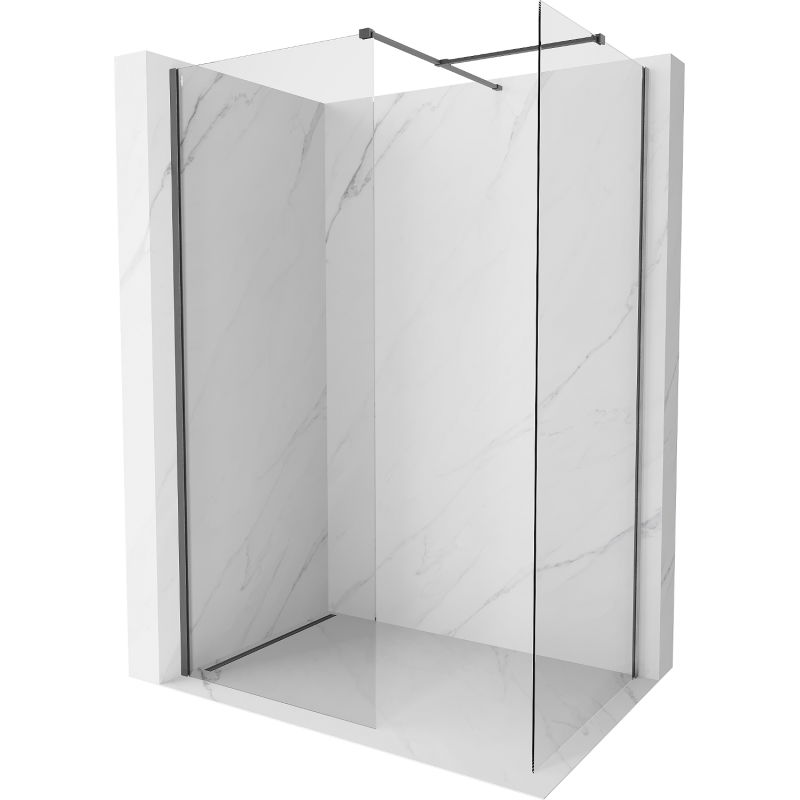 Mexen Kioto-X преграда за душ Walk-in 100 x 100 cm, прозрачен 10 mm, оръжеен сив полиран - 800-100-202-66-00-100-X