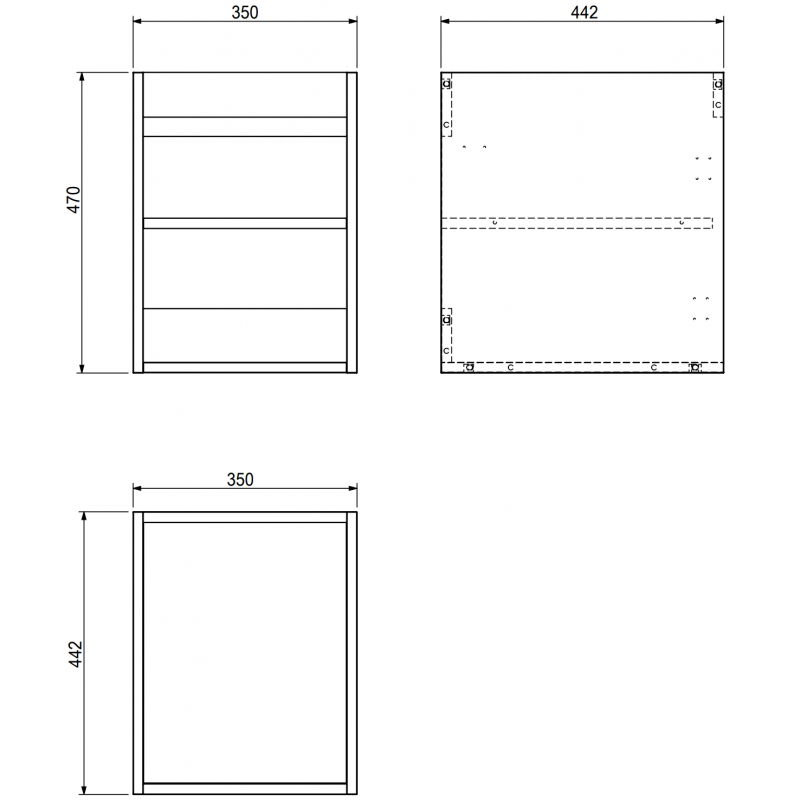 Mexen Box-A корпус на шкафче за мивка 35 см, бял гланц - 91AX1-0350-470-1-00