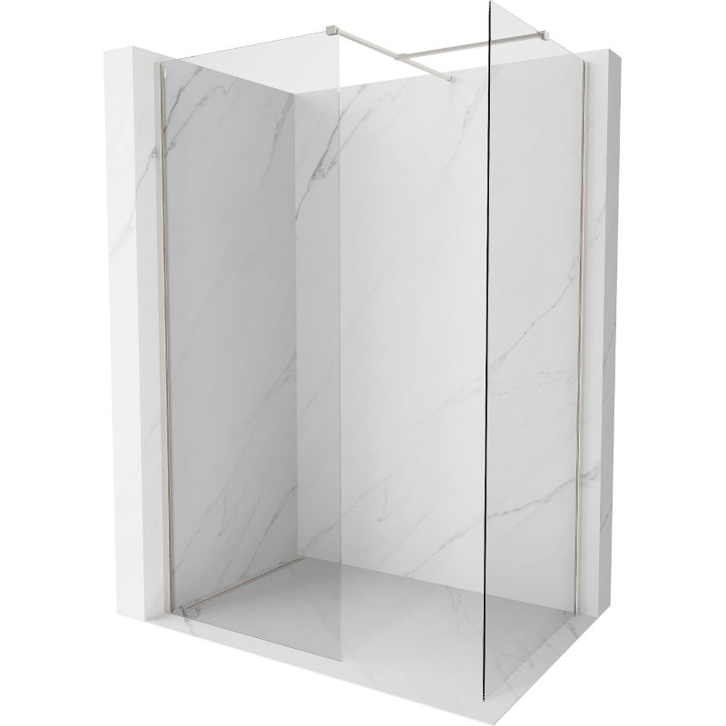 Mexen Kioto-X преграда за душ Walk-in 140 x 100 см, прозрачно 10 мм, четкан никел - 800-140-202-97-00-100-X