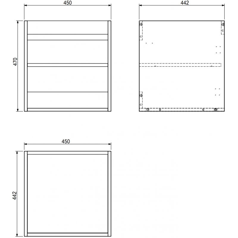 Mexen Box-A корпус на шкаф под умивалник 45 см, сив мат - 91AX1-0450-470-1-62