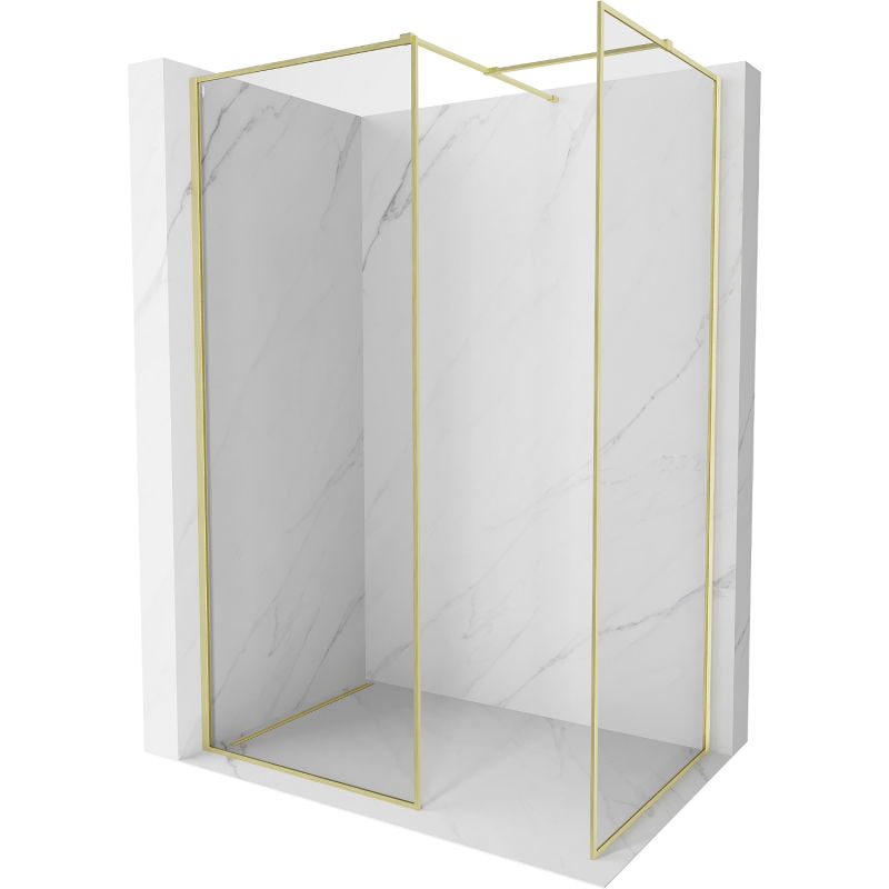 Mexen Kioto-XF стена за душ Walk-in с рамка 140 x 90 см, прозрачно 10 мм, златен четкан - 800-140-202-04-55-090-XF