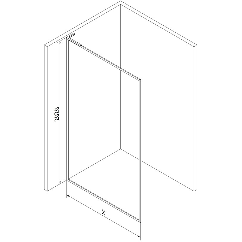 Mexen Kioto-F L Душ параван Walk-in с рамка 105 x 202 см, прозрачен 8 мм, златисто