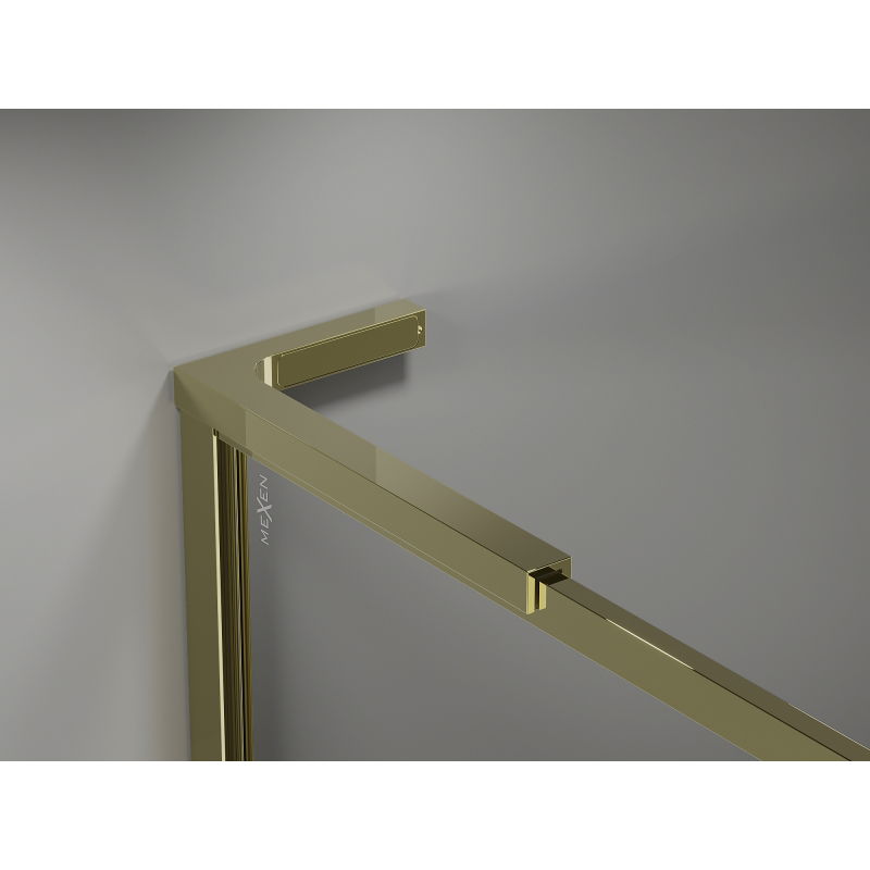 Mexen Kioto-XF L Стенна преграда за душ Walk-in с рамка 100 x 202 см, прозрачна 10 мм, златна - 800-100-174-50-00-XF