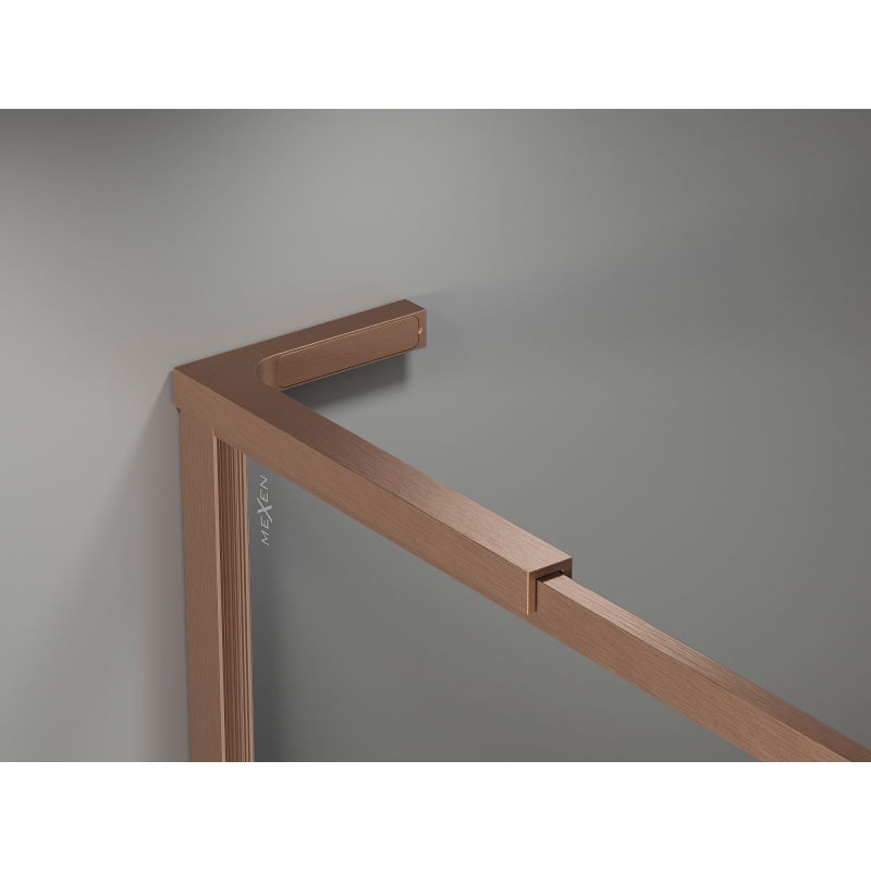 Mexen Kioto-XF L душ преграда Walk-in с рамка 90 x 202 cm, прозрачен 10 mm, матиран мед